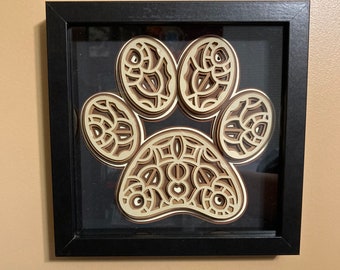 3d Paw Print Shadow Box - Etsy