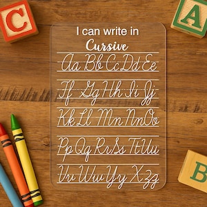 Cursive Tracing Board – Acrylic Dry Erase Learning Tool | Acrylic Cursive Tracing Board | Learning Activity | Dry Erase Activity