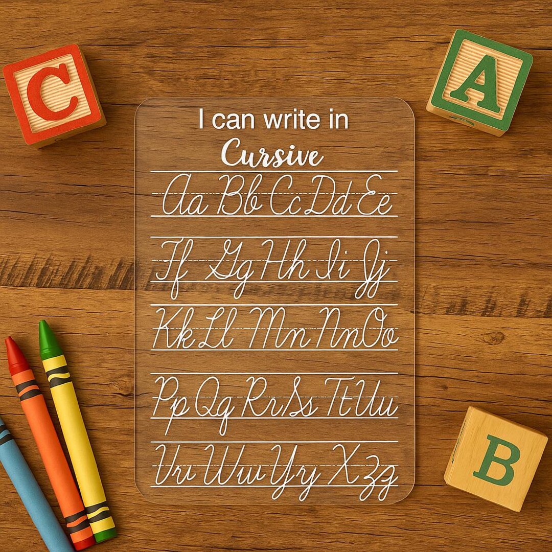 Cursive Tracing Board – Acrylic Dry Erase Learning Tool | Acrylic ...