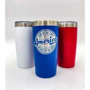 Patriotic Land Of The Free Engraved Tumbler