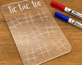 Acrylic Tic Tac Toe Board | Reusable Dry Erase Game | Educational Travel Activity for Kids & Families