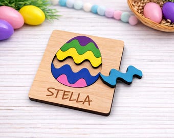 Personalized Easter Egg Puzzle – Wooden Name Puzzle for Kids – Easter Gift