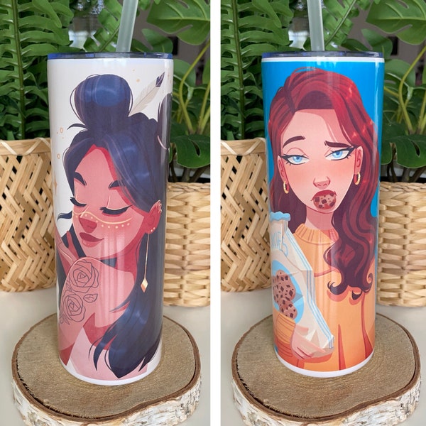 Tumbler, Mädchen Motive, Thermosflasche, Kaffeebecher to go, Trinkflasche, Geburtstag Geschenk, Geschenke für Sie und Ihn, witzige Kunst