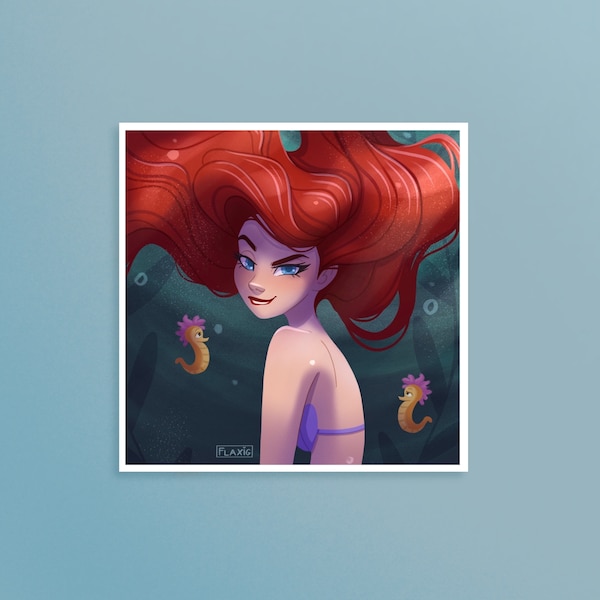 Art Print, The Little Mermaid, Wall Art, Portrait Drawing, Princess Art, Aesthetic Picture, Comic Drawing, Wall Decoration