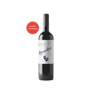Étiquette de vin personnalisée Devenir grand-mère | Téléchargement instantané | Cadeau personnalisé pour grand-mère