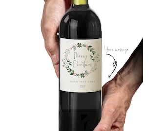 Printable Christmas Wine Label | Custom Holiday Gift | Personalized Wine Bottle Label | Instant Download | Holiday Party Favor