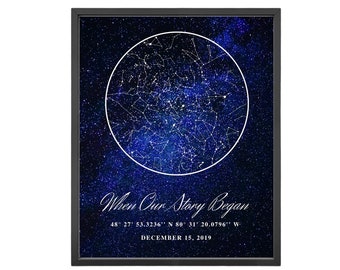 Star Map | Anniversary Gift | Engagement Gift | Gift for a Couple | Gift For Wife | Wedding Gift |  By Date and Location