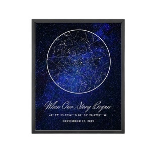 Mappa stellare per data e luogo / Anniversario, regalo di fidanzamento di nozze / Regalo per una coppia / Regalo per il coniuge / Lui e lei / Download immediato