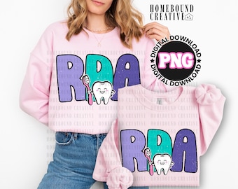 Retro RDA Png, Tand & Borste, Tandsköterska T-shirtdesign (Digital Nedladdning)