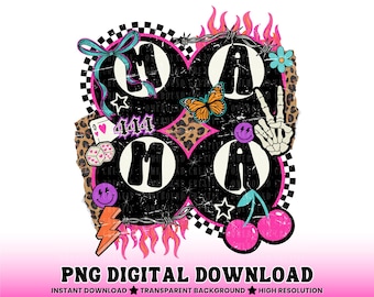 8 Ball Mama PNG: Beunruhigt Leopard Schachbrett 444 Pink Mama Shirt Design (Digitale Datei)