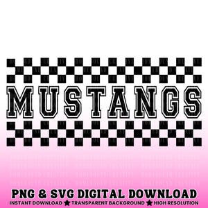 Checkered Mustangs Mascot SVG PNG: Varsity Mustang Shirt Design (Digital Download) image 3