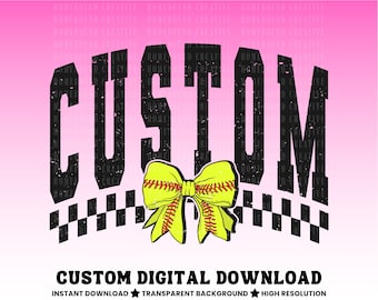 Custom Softball Team Karierte Karierte Design: Retro kokette Schleife Maskottchen (Digitaler Download)