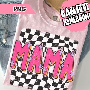 Retro Checkered Mama PNG, Distressed Checkerboard Mom Shirt Design, Trendy Mom Life Digital File, Cool Mom PNG, Summer Mama Sublimation