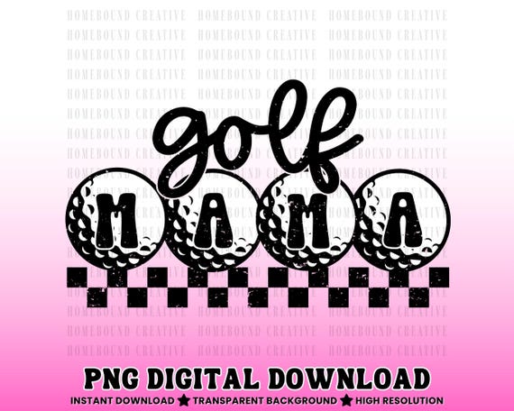 Checkered Golf Mama PNG: Retro Golf Mom Shirt Design (Digital Download)