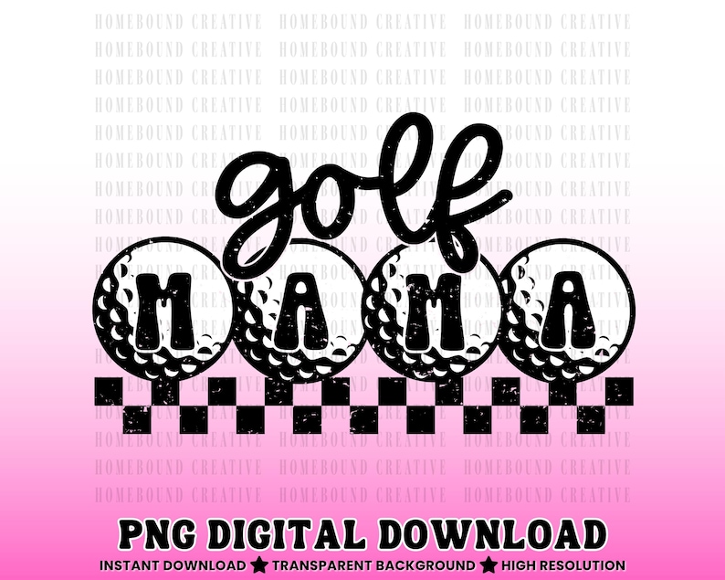 Rutig golfmamma PNG: Retro golfmamma-skjortdesign (digital nedladdning) bild 1