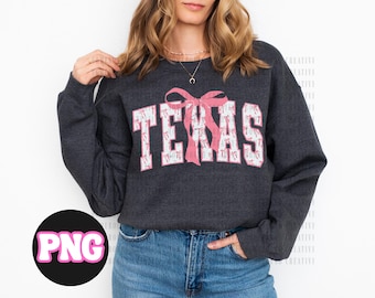 Coquette Texas PNG: Rosa rosetter TX Varsity Girly Shirt Design (Digital nedladdning)