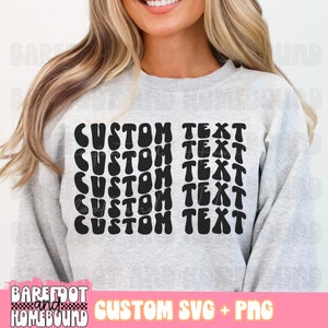 Custom Text SVG, Custom Mascot svg, Custom name png, Personalized svg, Custom Shirt Design, Retro Wavy Font svg, Customized Retro Font SVG
