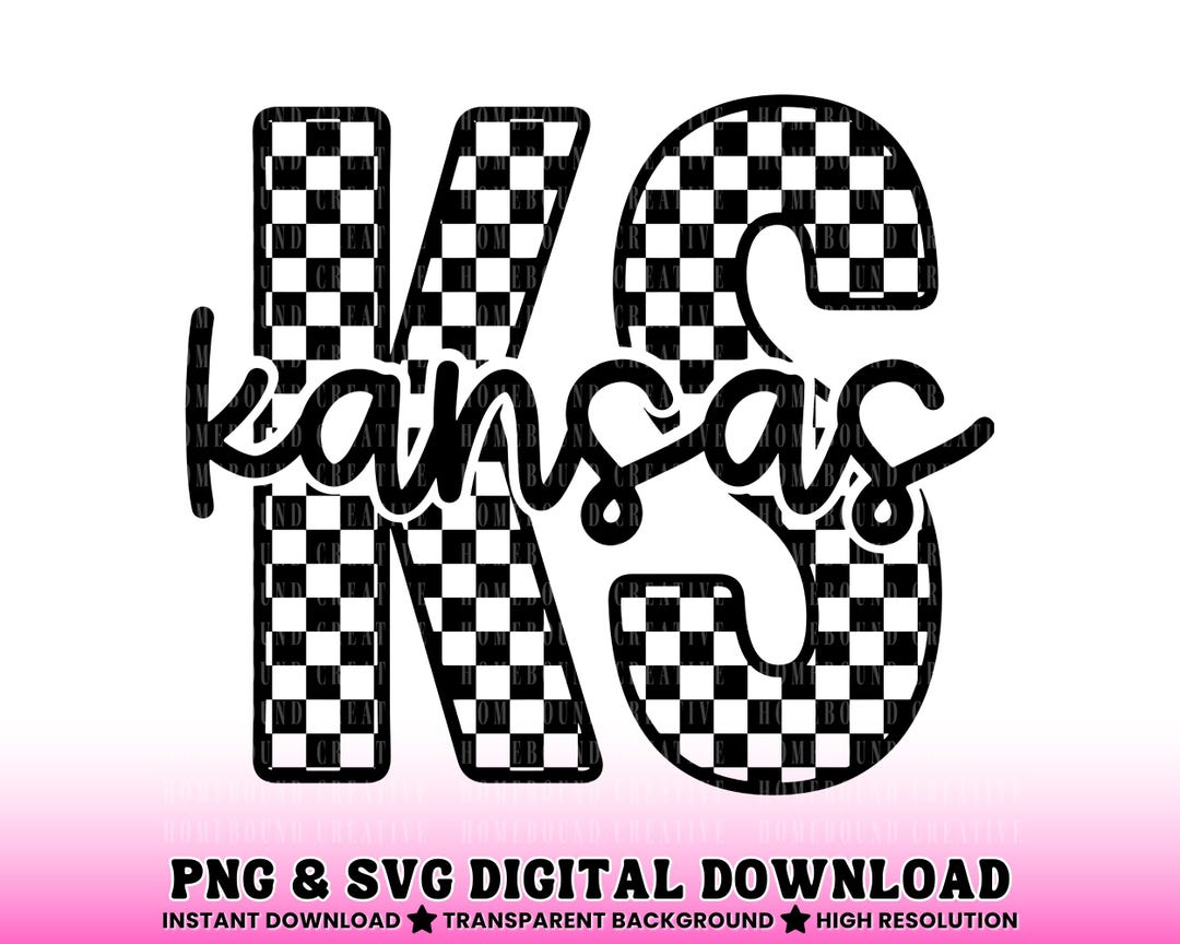 Kansas Checkered Design: KS SVG, PNG Cut File (digital Download) - Etsy