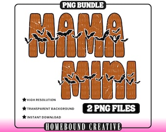 Halloween Mama Mini Fledermäuse PNG Bundle: Mom and Me Shirt Designs (Digitaler Download)