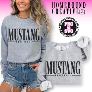 Mustang Football Mascot SVG PNG: Mustangs Shirt Design (Digital Download) image 3