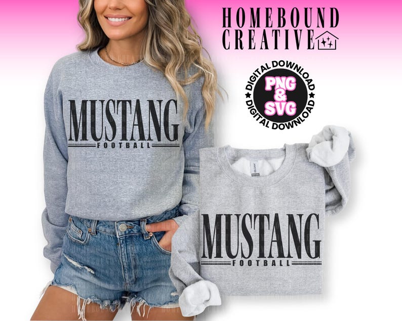 Mustang Football Mascot SVG PNG: Mustangs Shirt Design (Digital Download) image 3
