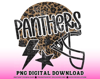 Leopard Panthers Football Helmet PNG: Cheetah Print Panther Mom Shirt Design (Digital Download