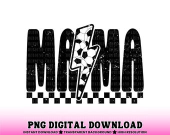 Checkered Soccer Mama PNG: Retro Vibe Sports Mom Shirt Design (Digital Download)