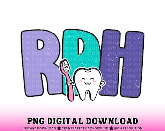 Retro RDH PNG, rosa tandborste, tandhygienistpresent (digital nedladdning)