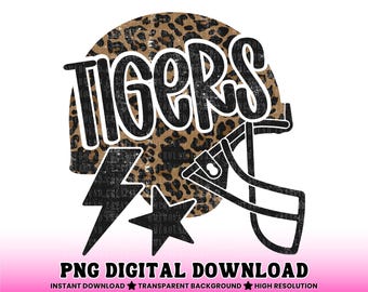 Leopardmönster Tigrar Fotbollshjälm PNG: Maskotskjortdesign (digital nedladdning)