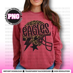 Leopard Eagles Football PNG: Distressed Mascot Helmet Shirt Design (Digital Download) image 4