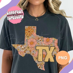 Boho Floral Texas PNG: Sublimation Shirt Design (Digital Download)