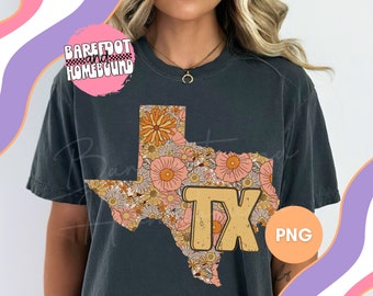 Boho Floral Texas PNG: Sublimation Shirt Design (Digital Download)