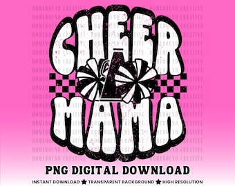 Retro Cheer Mama PNG: Checkered School Spirit Mom Design (Digital Download)