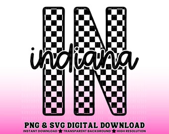 Indiana Checkered Design SVG PNG: State Cut File (Digital Download)