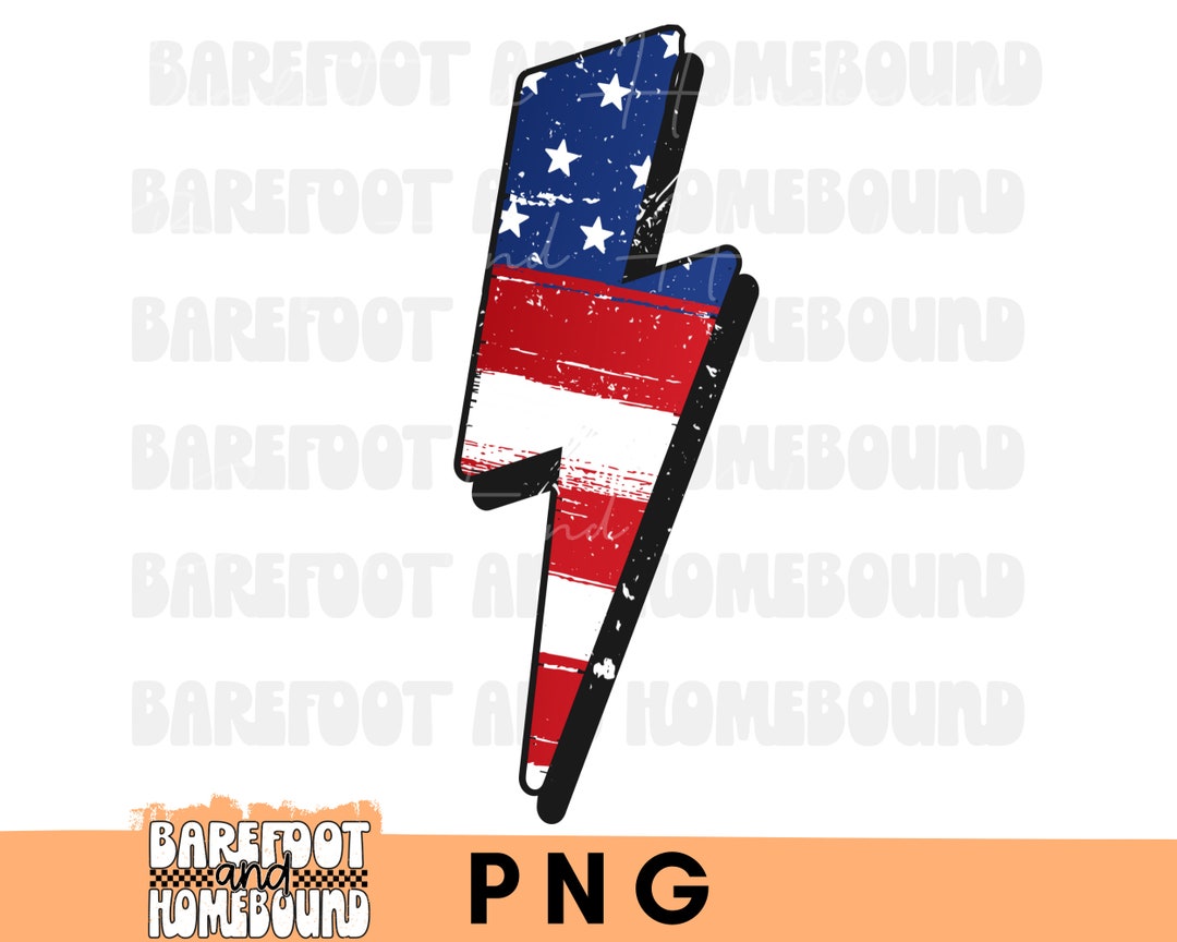 American Flag Lightning Bolt Design, Fourth of July PNG, Independence