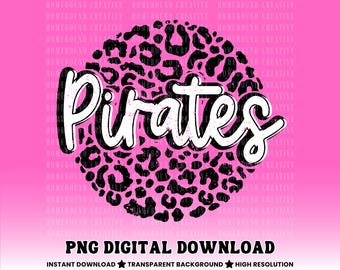 Leopard Print Pirates PNG: Mascot Mom Shirt Design (Digital Download)