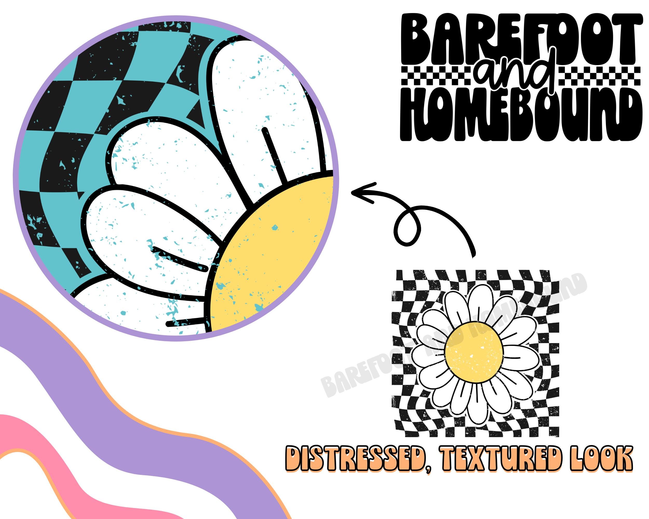 Checkered Daisy PNG: Distressed Retro Flower Design (digital File) - Etsy