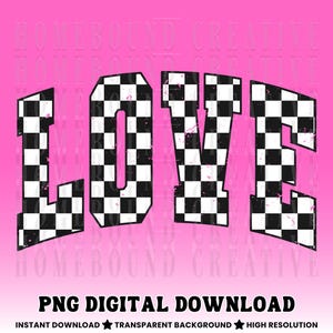 Varsity Checkered Love PNG: Distressed Valentine Design (Digital Download)
