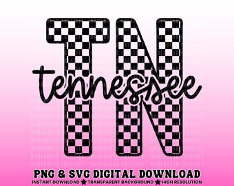 Tennessee TN PNG SVG, Checkered State Graphic, Retro Shirt Design, Instant Digital Download