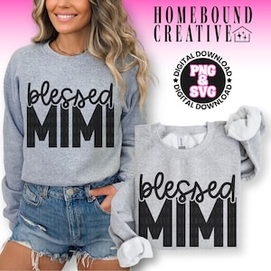Bendita Mimi SVG PNG: Diseño de camiseta de abuela en cursiva (descarga digital)