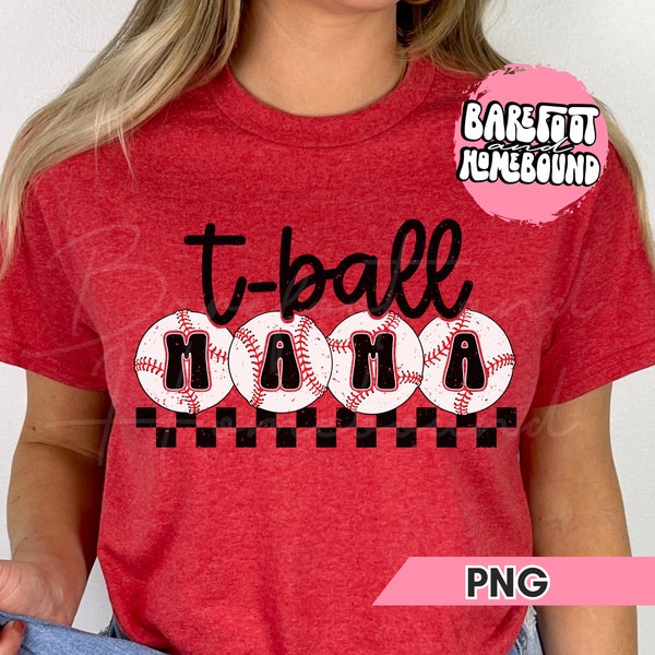 Checkered T-Ball Mama PNG, T-Ball PNG, Retro Baseball PNG, Baseball Season png, Tee Ball Shirt png, Checkerboard Baseball Game Day