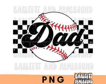 Karierter Baseball Papa PNG, Baseball PNG, Retro Baseball PNG, Papa Baseball Saison Shirt png, Papa Baseball Shirt Design