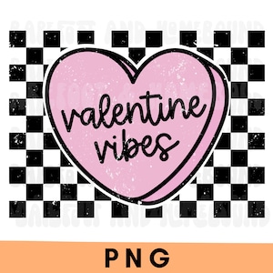 Retro Valentine Vibes PNG: Checkered Heart Design (Digital Download)