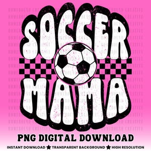 Retro Soccer Mama PNG: Checkered Design (Digital Download) image 1