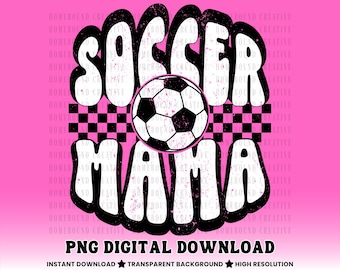 Retro Fussball Mama PNG: Kariertes Design (Digitaler Download)