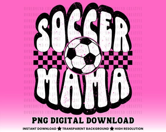 Retro Soccer Mama PNG: Checkered Design (Digital Download)