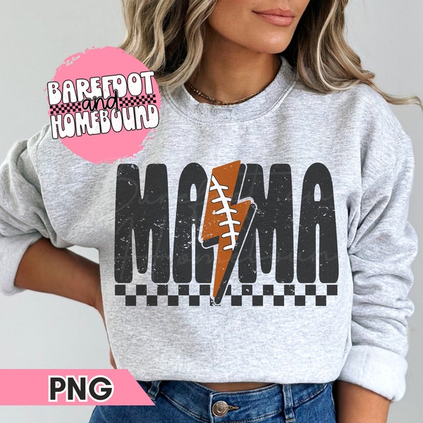 Checkered Football Mama PNG, Lightning Football Mom PNG, Lightning Football Sublimation, Football Season png, Football Mom Shirt Design