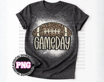 Leopard Football PNG: Game Day Cheetah Print Shirt Design (Digital Download)
