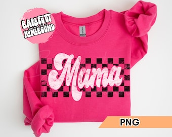 Retro Checkered Mama PNG: Distressed Mom Design (Digital Download)
