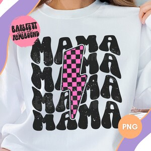 Kariert Mama Blitz PNG, Retro Distressed Mom Design, Trendy Mama Leben Digital, Wavy Mama PNG, kariert Mama Sublimation, Mama PNG